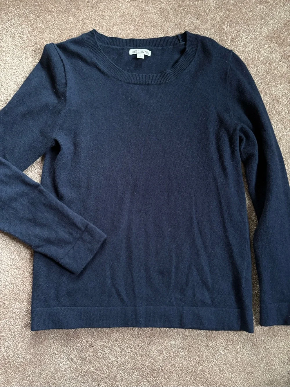 Jcrew Mercantile Women’s navy blue wool blend crewneck sweater size small EUC